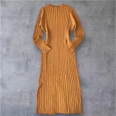 00's vintage 縦リブ ニットロングワンピース オフィス カジュアル