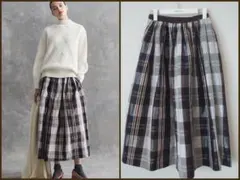 DRAWER ドゥロワー/シルクナイロン　タータンチェック　ロングスカート/36のサムネイル