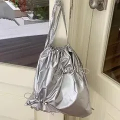 ナップサック シルバー ドローストリングバック リュック グランジ y2k 韓国