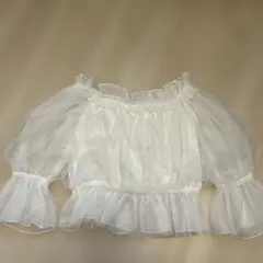 MAJESTIC LEGON エアリーオフショルブラウス 白　ラメ　2way