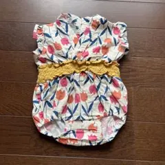 futafuta チューリップ柄 甚平 80バースデイ　浴衣　ロンパース