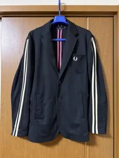 FRED PERRY ストライプテーラードジャケット 黒のサムネイル