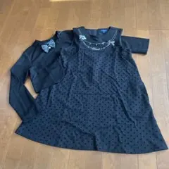 motherways ドット柄リボン付きセットアップ 入学式　卒業式