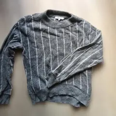GLOBAL WORK グレー ストライプ セーター M