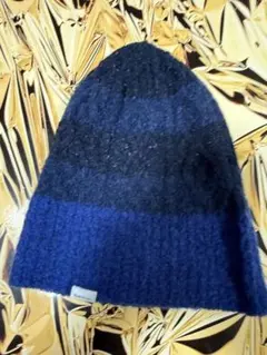 Paul Smithネイビーと黒のストライプニット帽