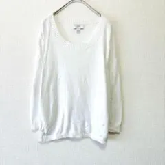 アンテイラーロフト【L】ニット 長袖 クルーネック 無地 白 シンプル 上品のサムネイル