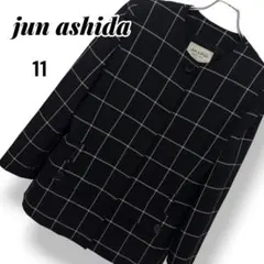 jun ashida コート ノーカラージャケット チェック柄 高級感 L 11のサムネイル