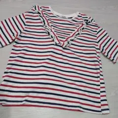 ZARA TRF ボーダー フリル Tシャツのサムネイル