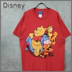 90s 古着 USA製 ディズニー くまのプーさん Tシャツ レッド L