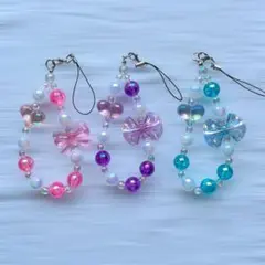 ビーズストラップ 女児 小学生 ピンク パープル ブルー