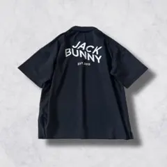 美品■ジャックバニー 半袖 ポロシャツ 6 メンズ ゴルフ ロゴ 黒 ブラック