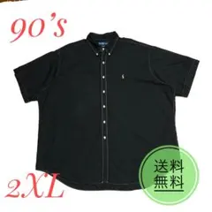 【90's】 Ralph Lauren 半袖シャツ 2XL 黒 マルチポニー
