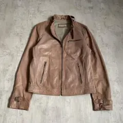 レザージャケット　本革　短丈　イタリア製　ギミック　アメカジ　シティボーイ