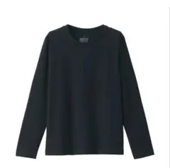 無印良品　婦人　天竺編みクルーネック長袖Ｔシャツ　L 黒