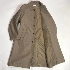 美品 LIDNM ウール グレンチェック ロングコート M ベージュ リドム