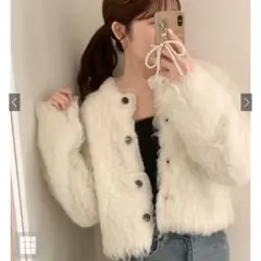 GRL ラウンドネックシャギーショート丈カーディガン[an1697]　アイボリー