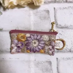 インド刺繍リボン　ポーチ　マルチポーチ　ハンドメイド　ミニポーチ　NO3215