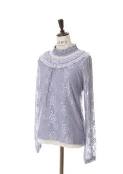 293◇立体バラ付きブラウス風プルオーバー axes femme アクシーズ