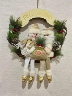 【ライト＆音楽付き クリスマスリース】 ゴールド