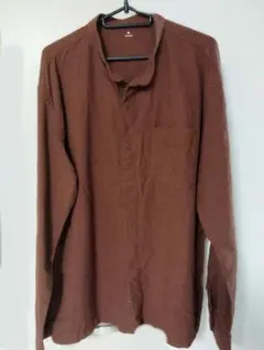 ブラウン　スタンドカラー　 長袖　シャツ 　無印良品　メンズ　М