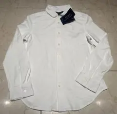 【未使用タグ付き】　ポロラルフローレン白長袖シャツ　丸襟　綿100%コットン
