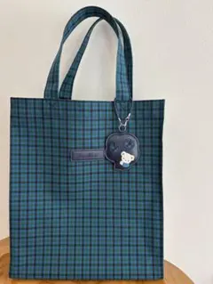 1回使用　ファミリア　familiar トートバッグ　チェック 青 大