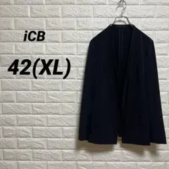 アイシービー　iCB ノーカラージャケット　【XL】　黒　長袖　大きいサイズ
