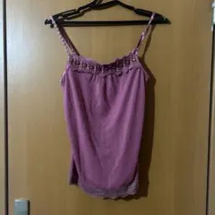 パープル レース装飾 キャミソール Mサイズ