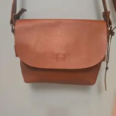 H1203 MANOFECEブラウンレザーショルダーバッグ