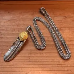 2点　シルバー フェザー ネックレス ゴールド