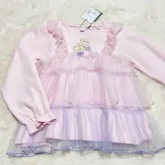 新品　ラプンツェル　130㎝　チュールフリル付き 長袖トレーナーチュニック　綿