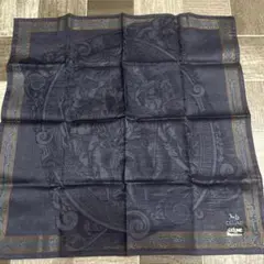 CELINE ダークブルー ハンカチ　大判　未使用保管品　綿100%