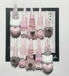 ネイルチップ　ワンホン系　量産系　韓国　スナ系　地雷系　ロング