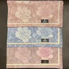 ランバン 新品タグ付き　サラサラシルクコットン　ローズ 大判ハンカチ3枚セット