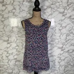 Aylesbury　（M）　総柄シフォン切替ノースリーブチュニック　ネイビー系のサムネイル