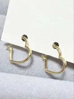 18金 K18ポスト ハートフープピアス　刻印有り