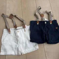 ZARA baby サスペンダー付きショートパンツ 9-12ヶ月 2色セット