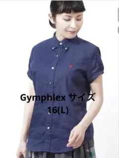 Gymphlex ネイビー 半袖ボタンダウンシャツ