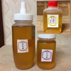 【非加熱はちみつ】百花蜜250g&れんげ150g&クセになるセイタカ50g(3本
