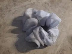 ビッグ シュシュ　オーガンジー　ハンドメイド　グレー