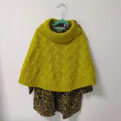 BeBe 花柄ポンチョ風ワンピース 110