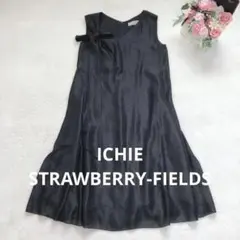 イチエ ストロベリーフィールズ ノースリーブワンピース フレア シンプル 黒 F