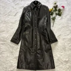 ✨着丈105cm✨シェビニオン　ロングコート　オールレザー　ブラック　M相当