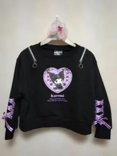 新品Kuromi ハートプリント トレーナー