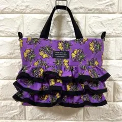 3連 フリルトートバッグ ハンドメイド 蝶柄