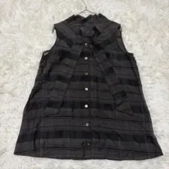 《美品》 ロートレアモン ノースリーブ チェック ブラック (M)のサムネイル