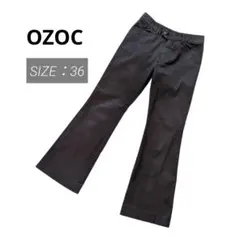 OZOC オゾック フレアパンツ ブーツカット ストレッチ 美脚 黒 S 春のサムネイル