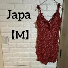 Japa 【M】赤 花柄 キャミソールミニワンピース