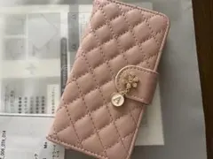 ピンク キルティング 手帳型ケース ストラップ付き