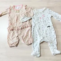 ウサギデザインロンパース 60-70cmブランシェスロンパース70cm2点セット